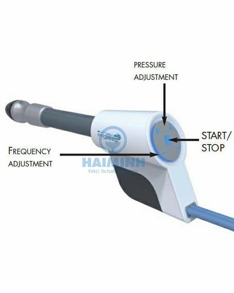 Máy điều trị bằng sóng xung kích với đầu tích hợp chứa dầu, có giao diện Tiếng Việt 0